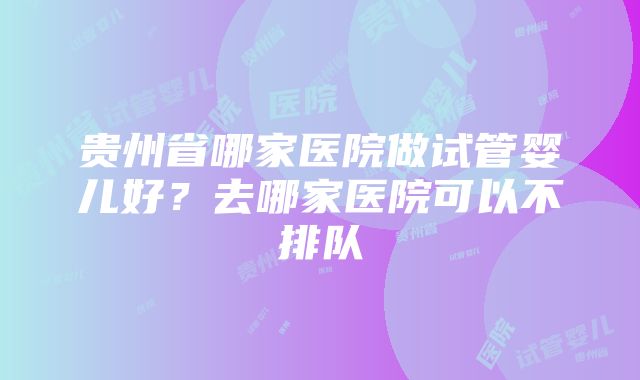 贵州省哪家医院做试管婴儿好？去哪家医院可以不排队