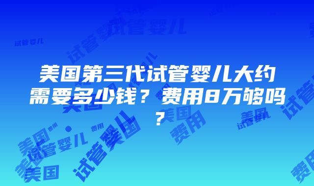 美国第三代试管婴儿大约需要多少钱？费用8万够吗？