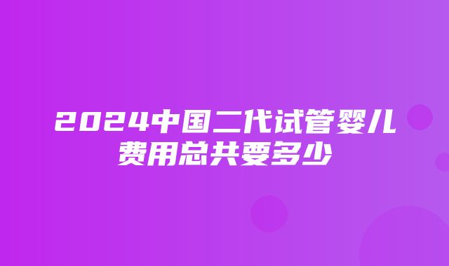 2024中国二代试管婴儿费用总共要多少