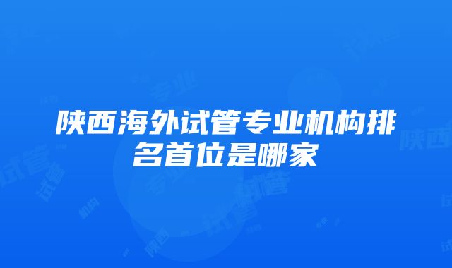 陕西海外试管专业机构排名首位是哪家