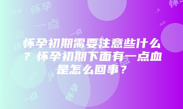 怀孕初期需要注意些什么？怀孕初期下面有一点血是怎么回事？