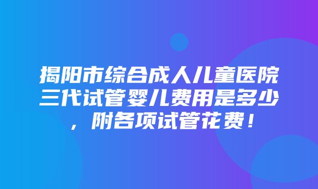 揭阳市综合成人儿童医院三代试管婴儿费用是多少，附各项试管花费！