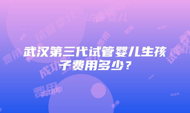 武汉第三代试管婴儿生孩子费用多少？