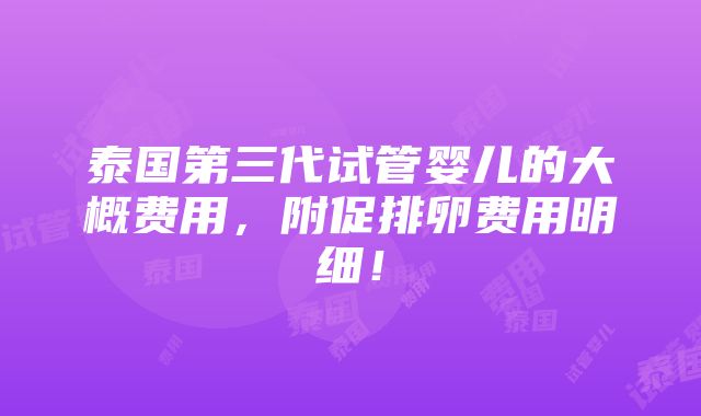 泰国第三代试管婴儿的大概费用，附促排卵费用明细！