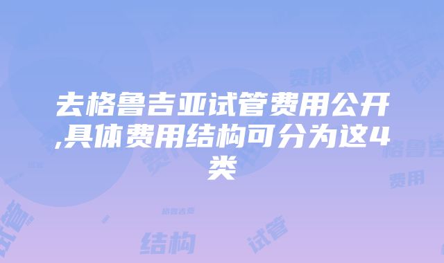 去格鲁吉亚试管费用公开,具体费用结构可分为这4类