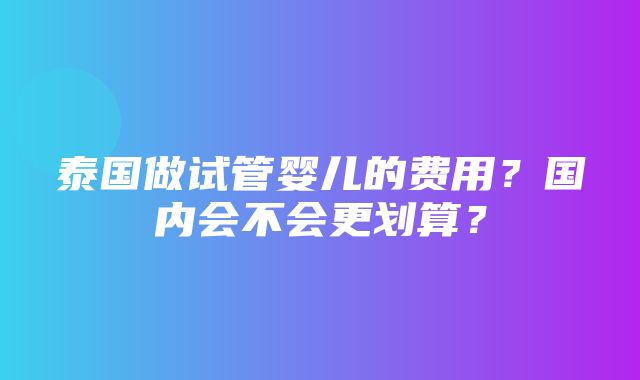 泰国做试管婴儿的费用？国内会不会更划算？