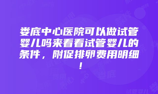 娄底中心医院可以做试管婴儿吗来看看试管婴儿的条件，附促排卵费用明细！