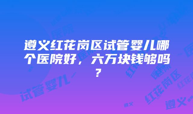 遵义红花岗区试管婴儿哪个医院好，六万块钱够吗？