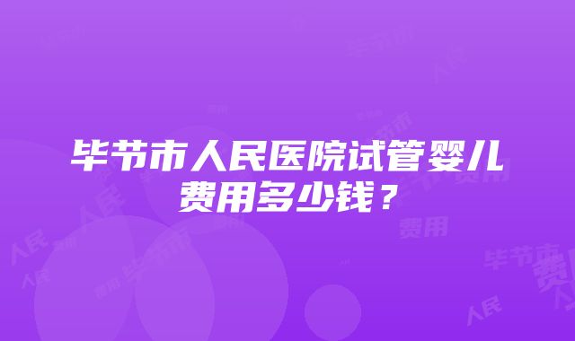 毕节市人民医院试管婴儿费用多少钱？