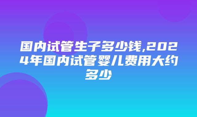 国内试管生子多少钱,2024年国内试管婴儿费用大约多少