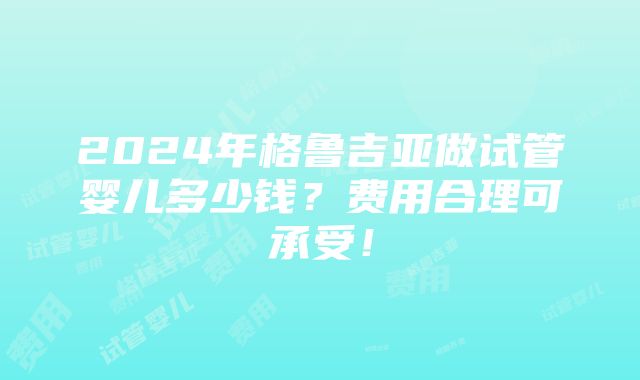 2024年格鲁吉亚做试管婴儿多少钱？费用合理可承受！