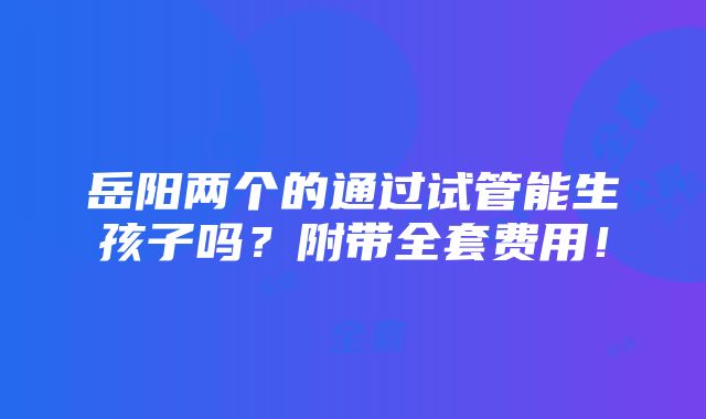 岳阳两个的通过试管能生孩子吗？附带全套费用！