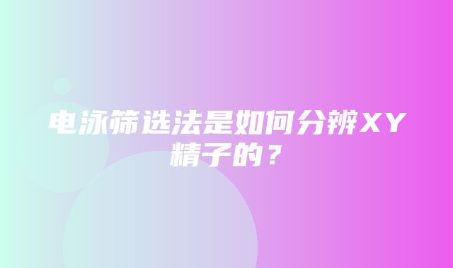 电泳筛选法是如何分辨XY精子的？