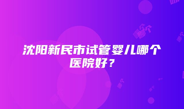 沈阳新民市试管婴儿哪个医院好？