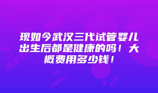 现如今武汉三代试管婴儿出生后都是健康的吗！大概费用多少钱！