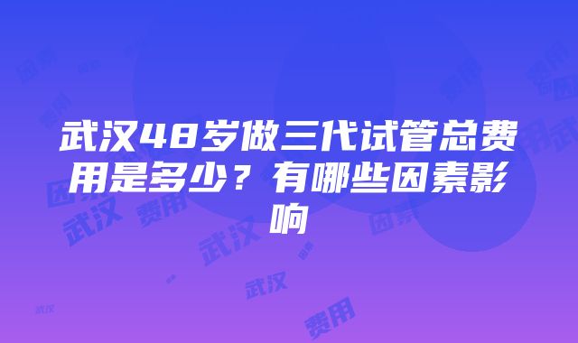 武汉48岁做三代试管总费用是多少？有哪些因素影响