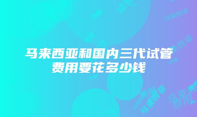 马来西亚和国内三代试管费用要花多少钱