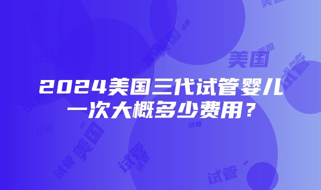 2024美国三代试管婴儿一次大概多少费用？