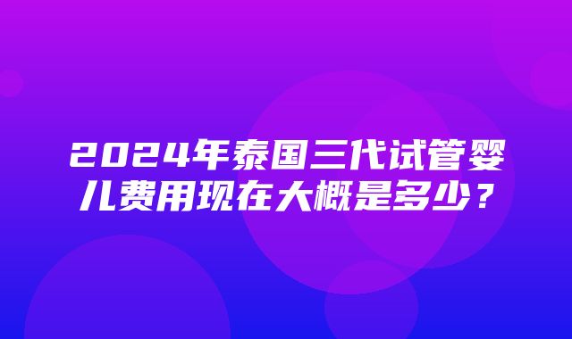 2024年泰国三代试管婴儿费用现在大概是多少？