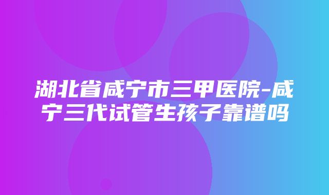 湖北省咸宁市三甲医院-咸宁三代试管生孩子靠谱吗