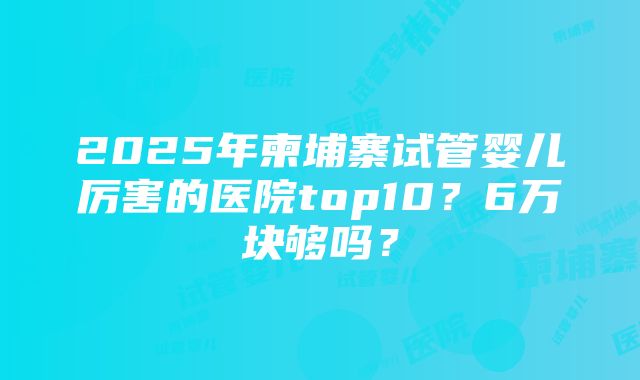 2025年柬埔寨试管婴儿厉害的医院top10？6万块够吗？