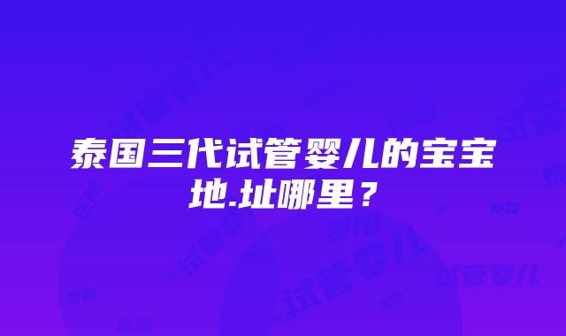 泰国三代试管婴儿的宝宝地.址哪里？