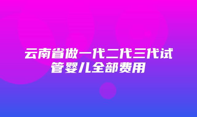 云南省做一代二代三代试管婴儿全部费用