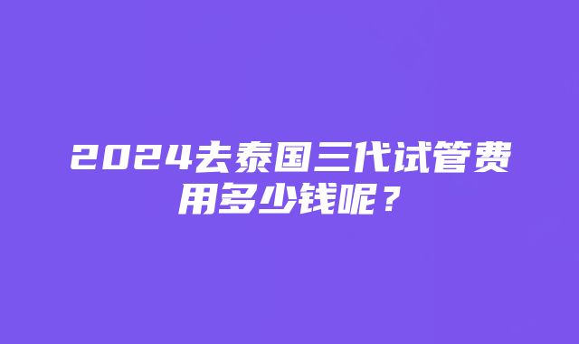 2024去泰国三代试管费用多少钱呢？