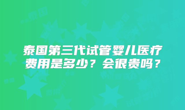 泰国第三代试管婴儿医疗费用是多少？会很贵吗？