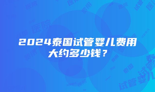 2024泰国试管婴儿费用大约多少钱？