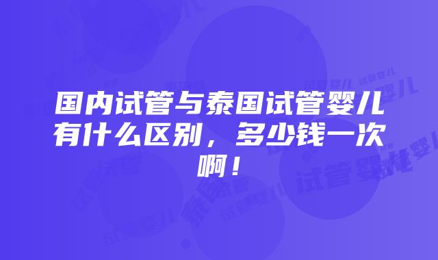 国内试管与泰国试管婴儿有什么区别，多少钱一次啊！