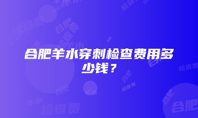 合肥羊水穿刺检查费用多少钱？