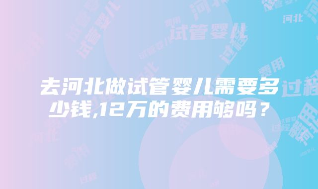 去河北做试管婴儿需要多少钱,12万的费用够吗？