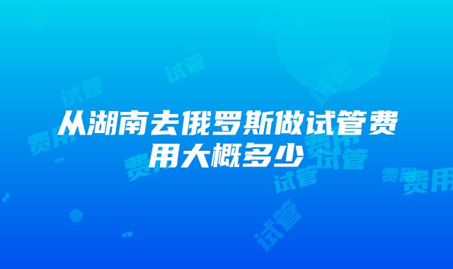 从湖南去俄罗斯做试管费用大概多少