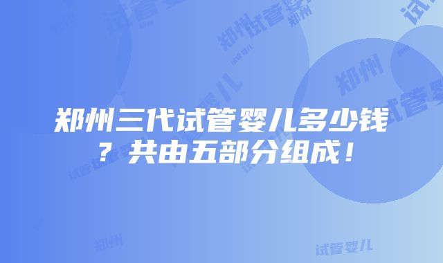 郑州三代试管婴儿多少钱？共由五部分组成！