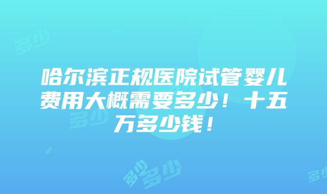 哈尔滨正规医院试管婴儿费用大概需要多少！十五万多少钱！