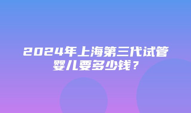 2024年上海第三代试管婴儿要多少钱？