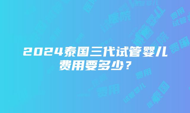 2024泰国三代试管婴儿费用要多少？