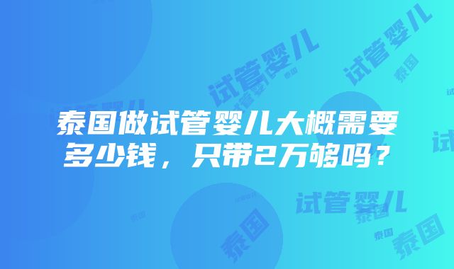 泰国做试管婴儿大概需要多少钱，只带2万够吗？