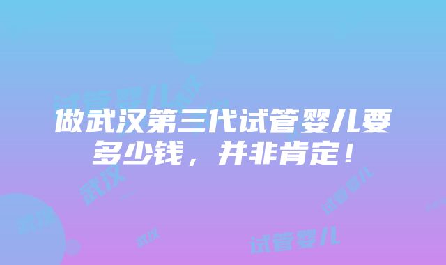 做武汉第三代试管婴儿要多少钱，并非肯定！