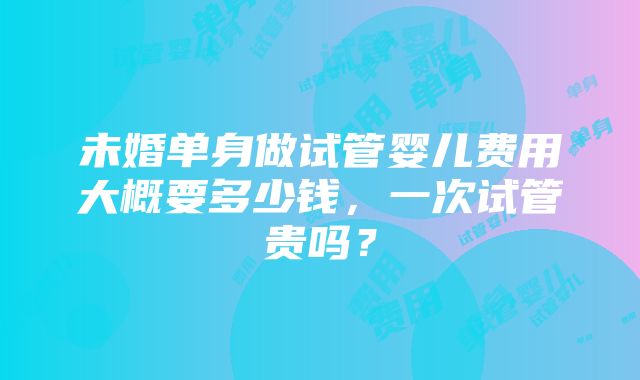 未婚单身做试管婴儿费用大概要多少钱，一次试管贵吗？