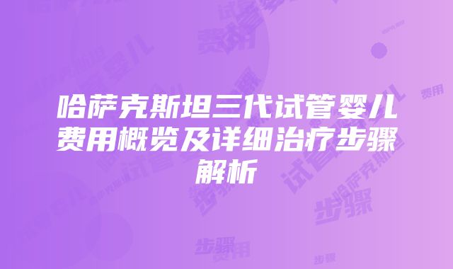 哈萨克斯坦三代试管婴儿费用概览及详细治疗步骤解析