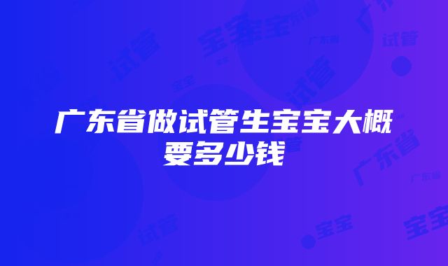 广东省做试管生宝宝大概要多少钱