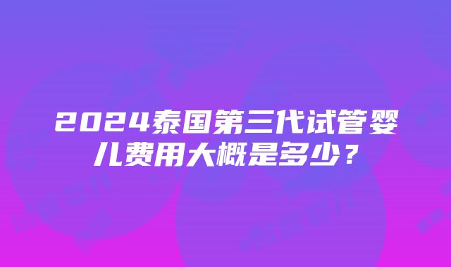 2024泰国第三代试管婴儿费用大概是多少？