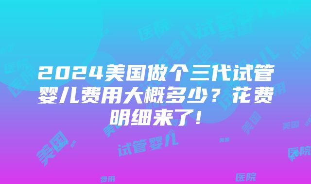 2024美国做个三代试管婴儿费用大概多少？花费明细来了!