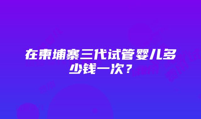 在柬埔寨三代试管婴儿多少钱一次？