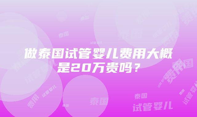 做泰国试管婴儿费用大概是20万贵吗？