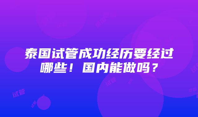 泰国试管成功经历要经过哪些！国内能做吗？