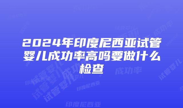 2024年印度尼西亚试管婴儿成功率高吗要做什么检查