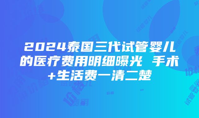 2024泰国三代试管婴儿的医疗费用明细曝光 手术+生活费一清二楚